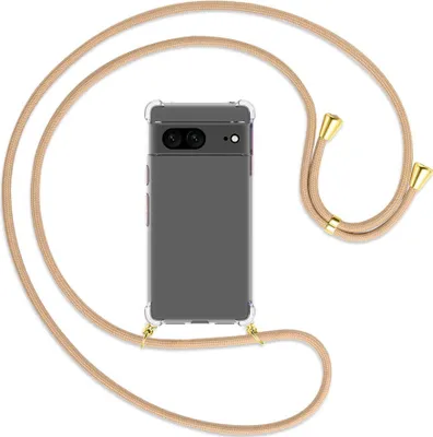 Produktbild von Handykette Backcover-Schutzhülle mit Band (Metall goldfarben) für Google Pixel 7 - beige