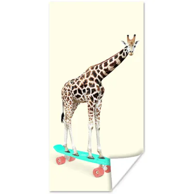 Produktbild von MuchoWow® Poster Giraffe - Muster - Skateboard - Rosa - Tiere 80x160 cm - Kinderzimmer