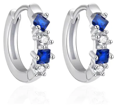Image de Belles boucles d'oreilles en argent avec zirconium AGT-E130KWBL