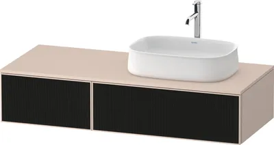 Image de Duravit Zencha Meuble sous-lavabo avec console, 1300x550mm, 2 tiroirs, 1 découpe à droite, ZE4817063830000