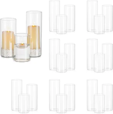 Produktbild von Teelichthalter Hewory Kerzengläser, Windlicht-Kerzenhalter aus Glas: 24-teiliges Kerzenglas für schwimmende Kerzen, Glaszylinder mit Boden, Glasvase,