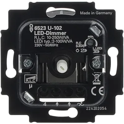 Produktbild von Busch-Jaeger LED-Drehdimmer-Einsatz, 6523U-102, 2–100W LED, 10–250VA, Unterputz, ohne Abdeckung, 1 Stk.