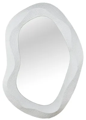 Produktbild von DRW Wandspiegel mit unregelmäßiger Form aus weißem Metall, 107 x 80 x 6,5 cm