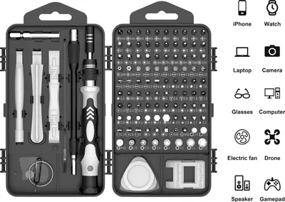 Produktbild von Präzisions Werkzeug Schraubendreher Set – Profi Bit Set – Grau Schwarz