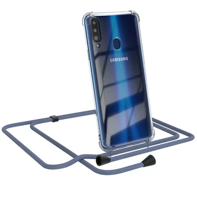 Produktbild von EAZY CASE Handykette kompatibel mit Samsung Galaxy A20s, Handyhülle mit Umhängeband, Handykordel, Schutzhülle Clear, Band in Grün