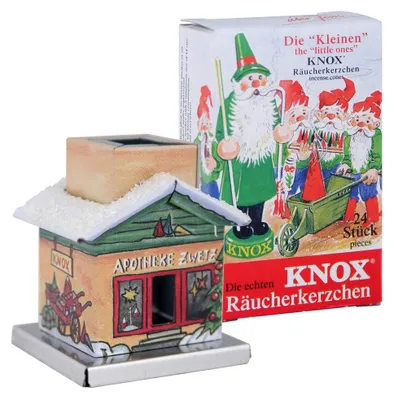 Produktbild von KNOX - Mini Räucherhaus The Little One Motiv Apotheke mit Räucherkerzen Bunte Mischung - Inhalt 24 Stück, Größe S (Klein)