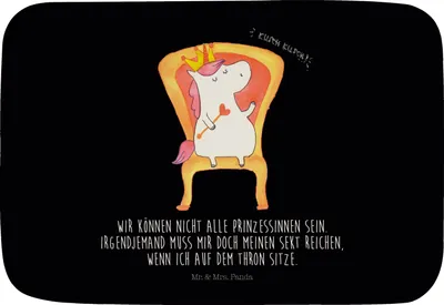 Produktbild von Mr. & Mrs. Panda Badezimmerteppich Einhorn Prinzessin - Schwarz - Geschenk, Unicorn, duschmatte, Geburtstag, Badvorleger, Badteppich, Monat, Duschvorleger