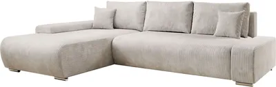 Produktbild von Juskys Sofa Iseo Links - L Form, Schlaffunktion, Stoff, modern & bequem - Couch Beige