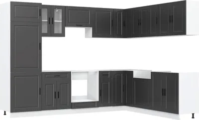 Produktbild von 14-tlg. Küchenschrank-Set Porto Schwarz Holzwerkstoff