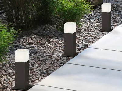 Produktbild von LED Sockelleuchten in Anthrazit 30cm - 3er Set Terrassenbeleuchtung Wegeleuchten