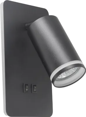 Obrázek produktu pro Nástěnné svítidlo Paris, černé, 1xGU10x6W + LED s vypínačem, rozměry: 18,5 x 10,5 x 8,5 cm, hliník, IP20, Polux