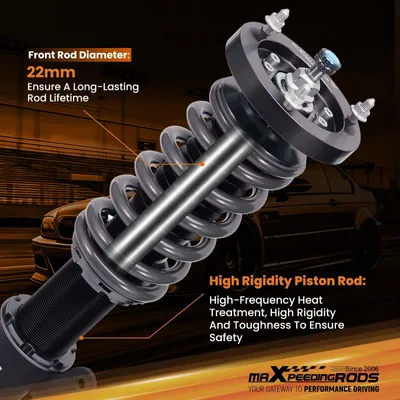 Imagen del producto de Kit de amortiguadores coilover para BMW E46 - Amortiguación ajustable con 24 niveles - Constante del resorte: 9/11 kg/mm