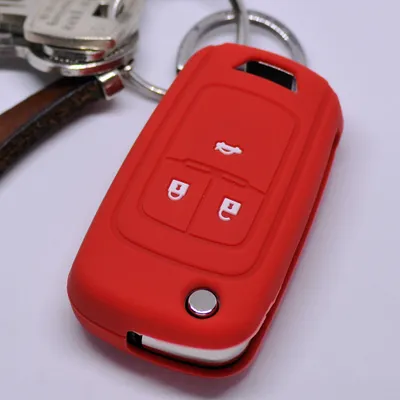 Produktbild von Auto Schlüssel Silikon Schutz Hülle Rot kompatibel mit Opel Insignia Zafira Meriva ab 2008 Chevrolet Cruze Trax Matiz Aveo Spark 3 Tasten Klappschlüssel