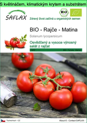Obrázek produktu pro SAFLAX Garden to go - BIO - Rajče - Matina - Solanum lycopersicum - 10 Semena - S květináčem, klimatickou poklicí a pěstebním substrátem