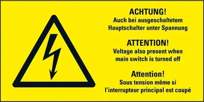 Produktbild von Dreifke® Aufkleber I Warn-Kombischild Auch bei ausgesch., RoHS konform, 3-spr...