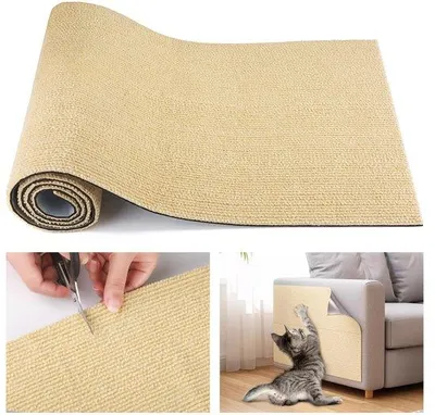 Produktbild von Selbstklebende Katzenkrabmat, 30 x 100 cm, selbstklebend, Katzenkrabpel, Katzenkrabstange, Selbstklebende Katzenbeschutzung für Sofa, Wand, Kaki