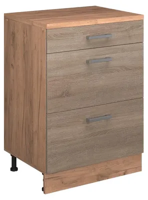 Immagine prodotto di Mobile cucina sottotetto Vicco R-Line Sonoma 60 cm senza inclinazione con 3 cassetti, Model 61720