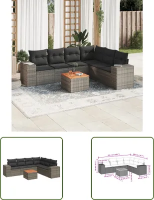 Produktbild von The Living Store 7-tlg. Garten-Sofagarnitur mit Kissen Grau Poly Rattan