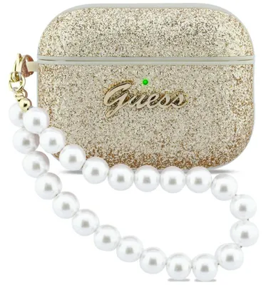Produktbild von Schutzhülle Guess Glitter Pearl Strap Case für AirPods Pro 3, Golden