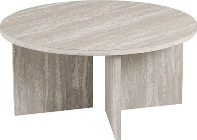 Produktbild von Couchtisch Drasir - Ø90x42cm - Travertin grau