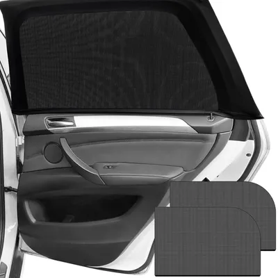 Image de Pare-soleil pour voiture pour bébés, lot de 2 avec protection UV, pare-soleil de haute qualité et respirants avec 6 fermetures velcro, accessoires de voiture pour bébés, protection complète pour les enfants, adaptés à la plupart des voitures