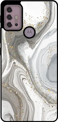 Produktbild von Smartphonica Handytasche passend für Motorola Moto G20 / G30 mit Marmordruck - TPU Rückabdeckung Fall Marmor Design - Silber