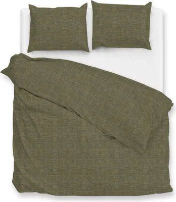 Produktbild von Zo! Home Flanell Bettwäsche 155x220 Flanella di Lino Olive Green uni Melange grün