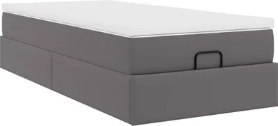 Produktbild von Ottoman-Bett mit Matratze Grau 100x200 cm Kunstleder