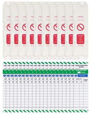 Leiteretiketten-Set – 10 Halter + 20 Einsätze – für alle Leitern
