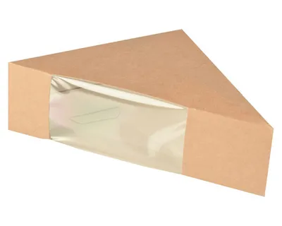 Produktbild von 50x -Sandwichboxen Pappe mit Sichtfenster aus PLA 123x123x52mm braun