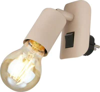 Image de BRILONER - Applique murale intérieure, orientable, avec interrupteur, douille E27, chambre, lampe murale, cuisine, 9,5 x 6,7 x 7,8 cm, beige