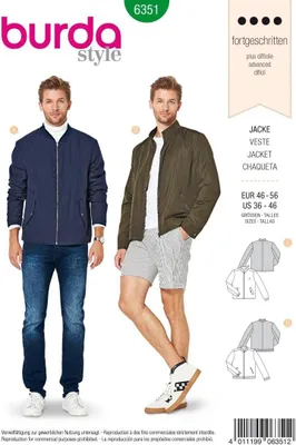 Produktbild von Herrenblouson mit Reißverschluss, Stehkragen, Größen 36-46, für die Freizeit