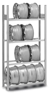 Produktbild von PROREGAL Felgenregal Stecksystem MAGNUS  Germany | HxBxT 250x130x30cm | 5 Ebenen | Fachlast 150kg | Verzinkt