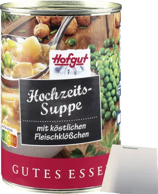 Produktbild von Hofgut Hochzeitssuppe mit Fleischklößchen (400ml Dose) + usy Block