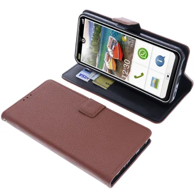 Produktbild von foto-kontor Tasche kompatibel mit Emporia Smart 6 Schutzhülle braun Book Style Case Handy Schutz Hülle Buch Wallet Handyhülle Cover Klapphülle Ständer Handytasche