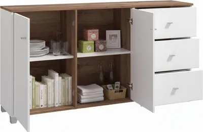 Image de Ete - Buffet, 162x40x85h cm Blanc, 3 Tiroirs