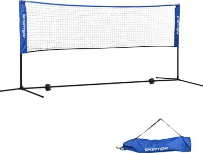 Produktbild von Höhenverstellbares Badmintonnetz faltbar mit Tragetasche 3,10m Outdoor Sportzubehör Schwarz Blau