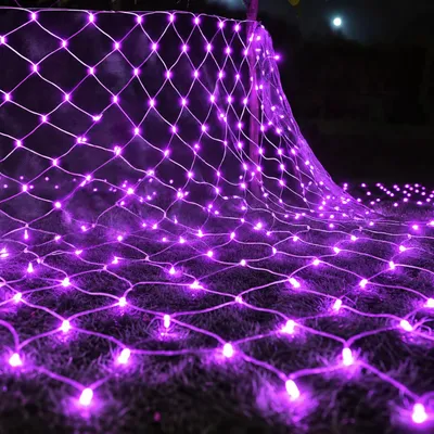 Produktbild von 3X2M 200LED Lichternetz 8 Modi Lichterkette Innen Lichtervorhang Weihnachtsbeleuchtung für Büsche Garten Weihnachten Halloween Balkon, Lila