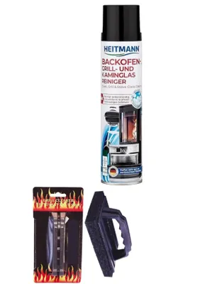 Produktbild von Grill Reinigungsschwamm mit Griff 15,5x9x2cm + Grill- und Backofenreiniger 500-ml Spray. Löst Eingebranntes und härteste Verkrustungen wirkungsvoll und schonend im gesamten Backofen