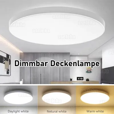Produktbild von LED Deckenleuchte Rund Dimmbar mit Lichtsensor für Wohnzimmer Küche Bad Flur Schlafzimmer Büro und Innenbereich 30W IP54 Aluminium Kunststoff Modern