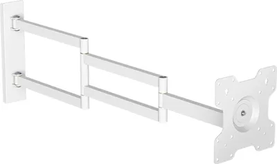 A white wall mount for a TV or monitor, shown extended from the wall.