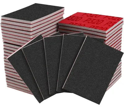 Image de Éponges abrasives 20 pièces, pour utilisation à l'eau ou à sec, grain 320, flexibles et réutilisables