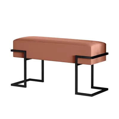 Produktbild von BETTSO Elegante rosa gepolsterte Bank CELY 100 auf schwarzem Gestell