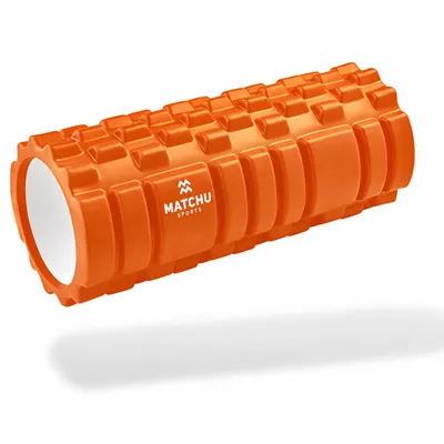 Produktbild von Matchu Sports Faszienrolle 33 × 14 cm – Mittelharte EVA-Massagerolle mit 3 Massagezonen – Foam Roller für Fitness und Yoga – Orange