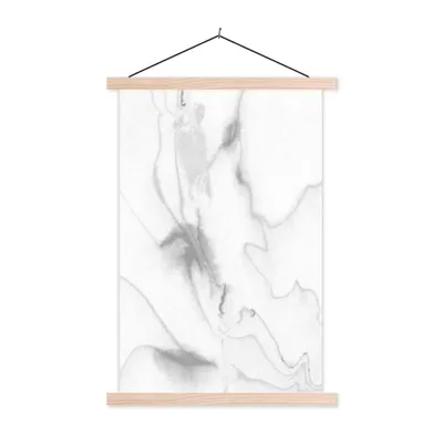 Produktbild von MuchoWow® Textilposter Marmor - Grau - Weiß - Abstrakt - Marmoroptik 60x90 cm mit holzfarbenen Rahmen - Textil