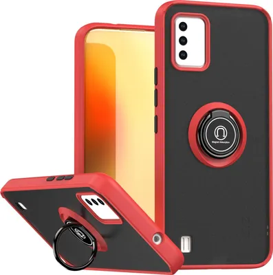 Immagine prodotto di Custodia per ZTE Blade A52 Lite Custodia in TPU traslucida opaca con supporto ad anello e supporto Rosso