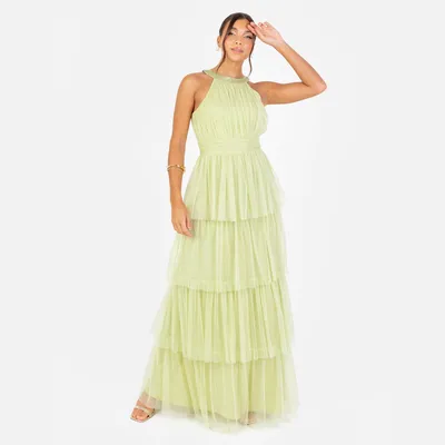 Produktbild von Anaya mit Liebe – Damenmaxikleid, ärmelloses Halstuchkleid aus Tüll, mehrlagig