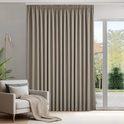 Zdjęcie produktu dla Zasłona termoizolacyjna, całkowicie zaciemniająca, z taśmą marszczącą, wymiary 220x300 cm, kolor taupe, 1 sztuka