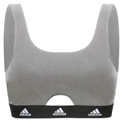 Productafbeelding van Adidas - BH voor dames, ronde halslijn, katoen, comfortabel, model GT17485 (maat 34 EU) (gestreept grijs)