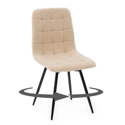 Obrázok produktu pre NEW HOME Otočná čalúnená stolička ARCO do obývačky s prešívaním – tmavo béžová – moderný nábytok z bouclé Teddy
